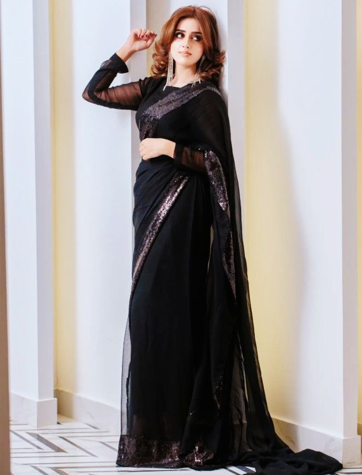 Gorgette chiffon and Silk Saree